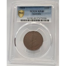 AUSTRALIA 1923 . HALF 1/2  PENNY . PCGS XF40